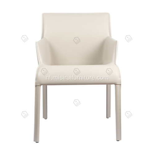 Ltaliaanse minimalistische witte zadelleren armleuningstoelen